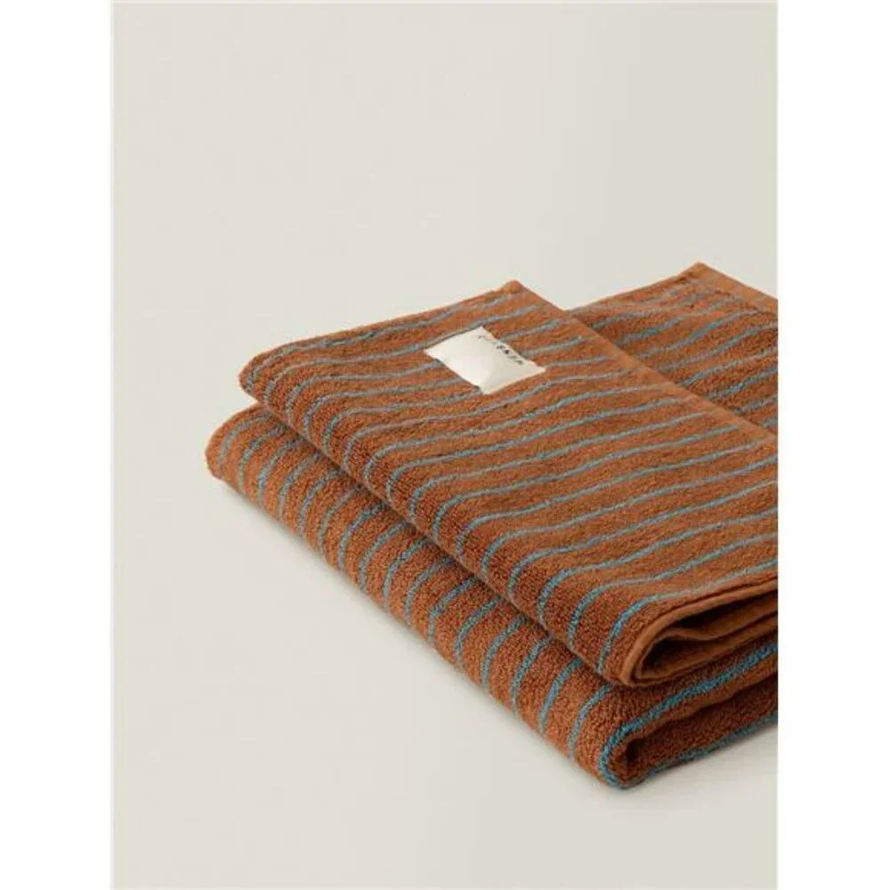 Caramel Striped Cotton Hand Towel Soft Absorbent Luxury Bathroom Face Towel